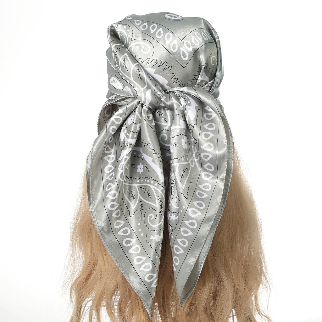 AWAYTR Satin Cashew Headband Hair Scarf Bands for Women Party Headwear Elegant Print Bandana Turban Hairband Headpiece