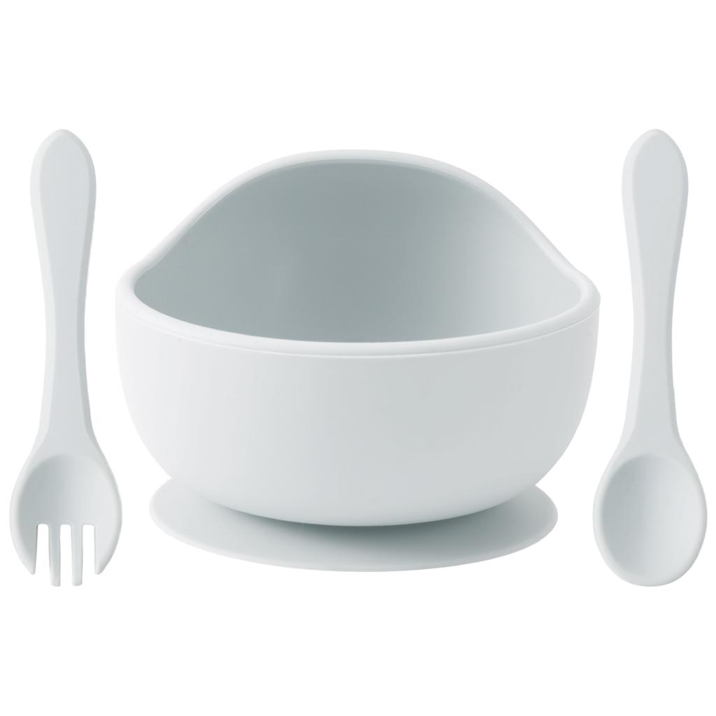 Color Kids 3-delat Silikon Baby Matset Sugskål BPA-fri Småbarn Självmatning Träningssked Gaffel Porslin Gåvor