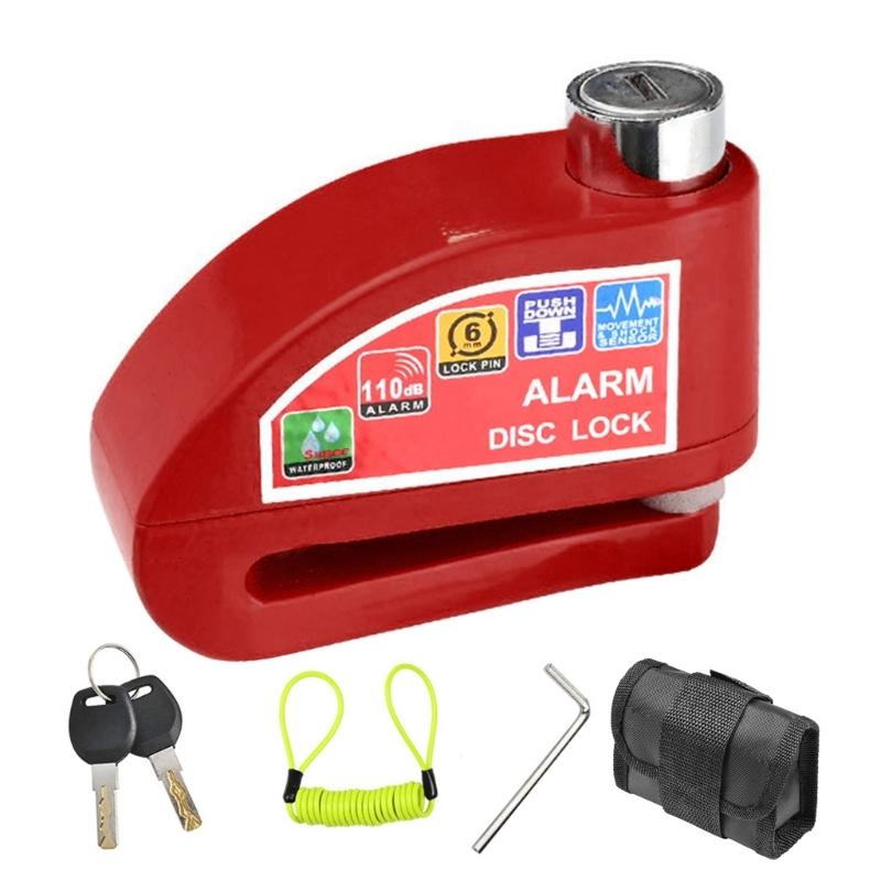 

Motorcycle Alarm Disc Brake Lock Kit Motorcycle Locks Anti-Theft Security Wheel Disc Lock Cable Keys & Carry Pouch Set