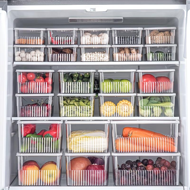 Refrigerator Storage and Preservation Box, Household Food Sealed Box, Stacked with Kitchen Fruits, Vegetables, Eggs, Timer, Froz