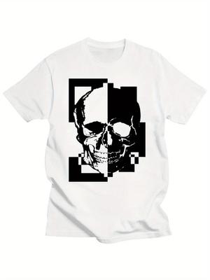 Men New Summer 100 Cotton Tshirt Fashionable Versatile Featuring A Creative PP Skull Pattern Suitable for Both Men and Women