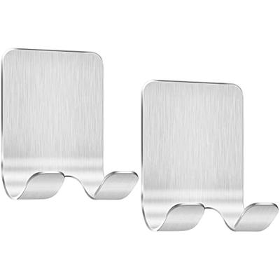 Pakket van 2 Scheerhouder Multi-Purpose Haken Roestvrij Staal Zelfklevende Scheerhouder Muur Waterdichte Badkamer Haken Geen Boren (Zilver)