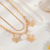 Flower Imitation Pearl Snake Chain Choker Multilayer Clavicle Chain Flower Pendant Necklace  Women