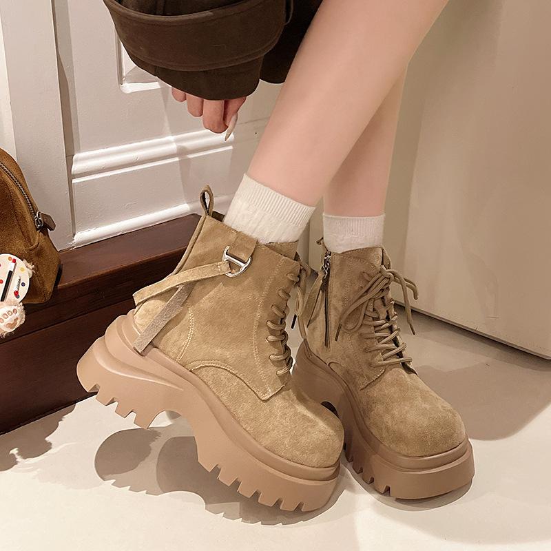 

Height-increasing platform Martin boots women s 2025 new autumn grassland boots western cowboy boots British yellow boots 40