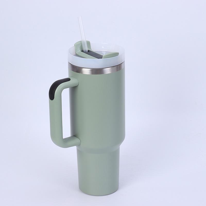 Large Capacity Insulated Stainless Steel Car Cup with Handle and Straw - Double Layer for Cold Retention (Ice Buster)
