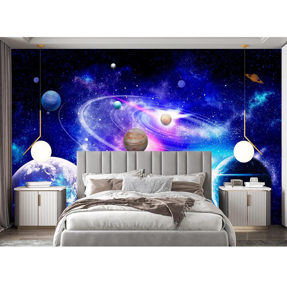 3d Galaxy Wall Mural Stars Moon Mural Removable Night Sky Wallpaper For Bedroom Living Room Wall Paper