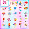 50 Holiday Decoration Balloon Stickers Birthday Colorful Balloons Graffiti Stickers