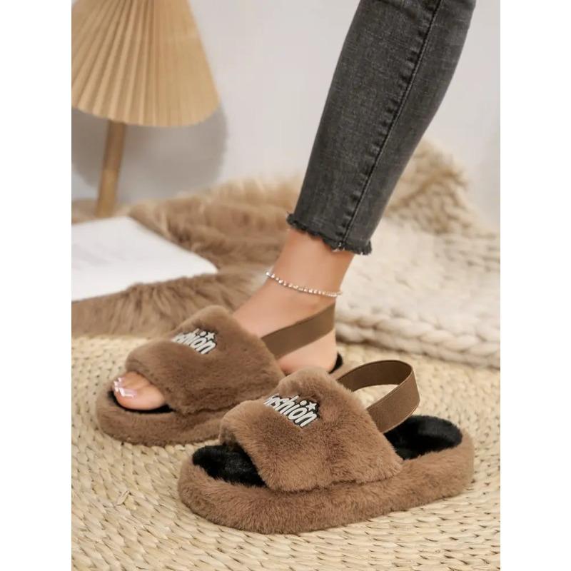 Warm Winter Slippers Fashion Women's Plush Thick-soled Flat Indoor Women's Slippers Non Slip Comfort Bedroom Slippers
