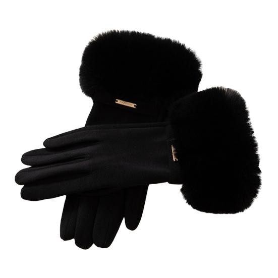 Women Thermal Gloves Warm Winter Gloves with Furry Cuffs Windproof Driving Cycling Skiing Touchscreen Gloves for