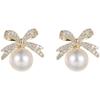 Sweet Korean High-End Bow & Pearl Earrings