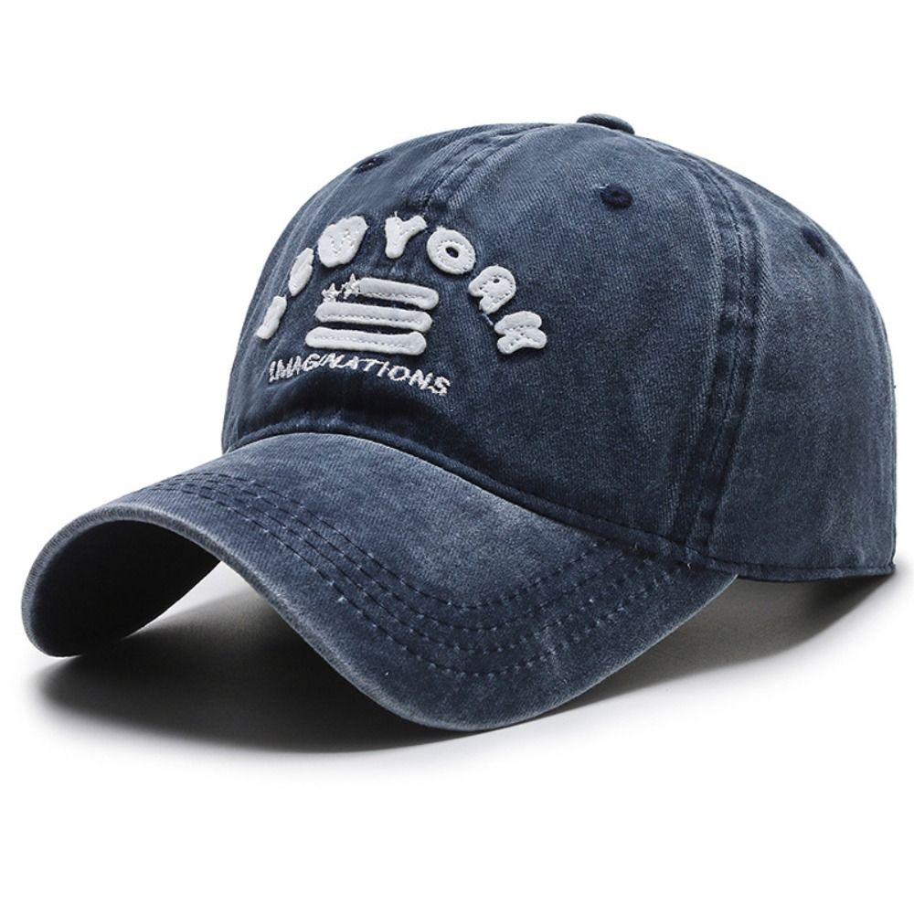 Vintage Letter NEW YORK Embroidery Baseball Cap Visor Washed Cotton Peaked Cap Adjustable Baseball Hats For Man Women