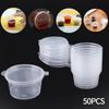 50pcs Disposable Sauce Box Plastic Box With Lid Round Transparent Takeaway Packaged Seasoning Food Box Kitchen Supplies