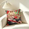 P-Power Chainsaw Man Anime  Square Double-Sided printed Pillow Case Bedroom Bedside Pillow Sofa Cushion Cover