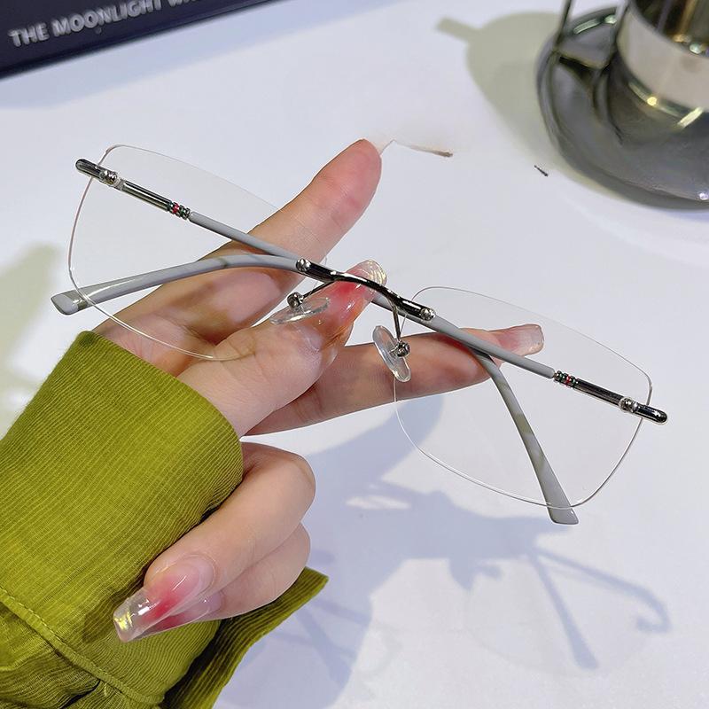 

Оправа для очков без оправы для близорукости для женщин без макияжа, фотохромные очки для похудения в маленькой оправе, очки для чтения +400