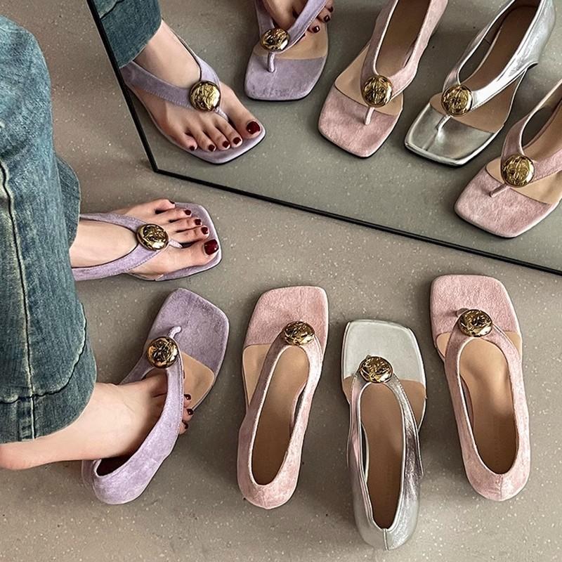 Niche Fashion Retro Herringbone Toe Cool Slippers Women's Summer New Design Sense Shallow Mouth Inner Height Increase Fashion Shoes