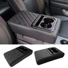 With 2 Cup Holders PU Leather Armrest Cushion, Car Center Console Armrest Cushion, Portable Car Amrest Pillowcase Height Cushion