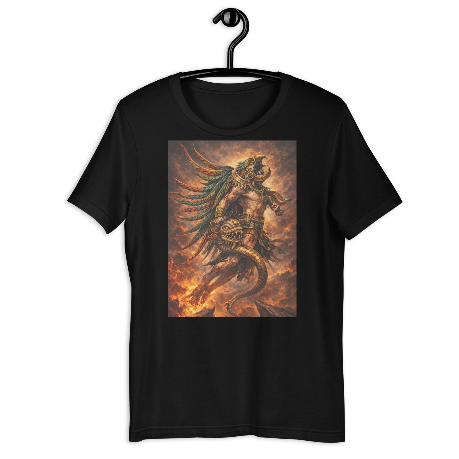Quetzalcoatl Aztec God T-Shirt Mayan Warrior Fire Fantasy Graphic Tee S разноцветный