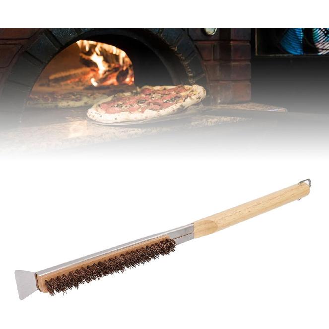 Perie și Răzuitoare Versatilă pentru Cuptor de Pizza Aramox cu Mâner din Lemn de Cauciuc și Fibre de Cocos pentru Cuptoare de Exterior, Aramoxwz1xoadk7n