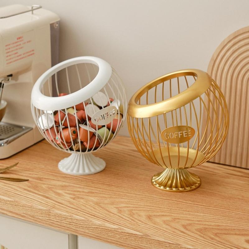 Kreativer Obstkorb Eisen Kaffeekapsel-Organizer Blau Snack Trockenfrüchte Aufbewahrung Diagonalkorb Haushaltswaren