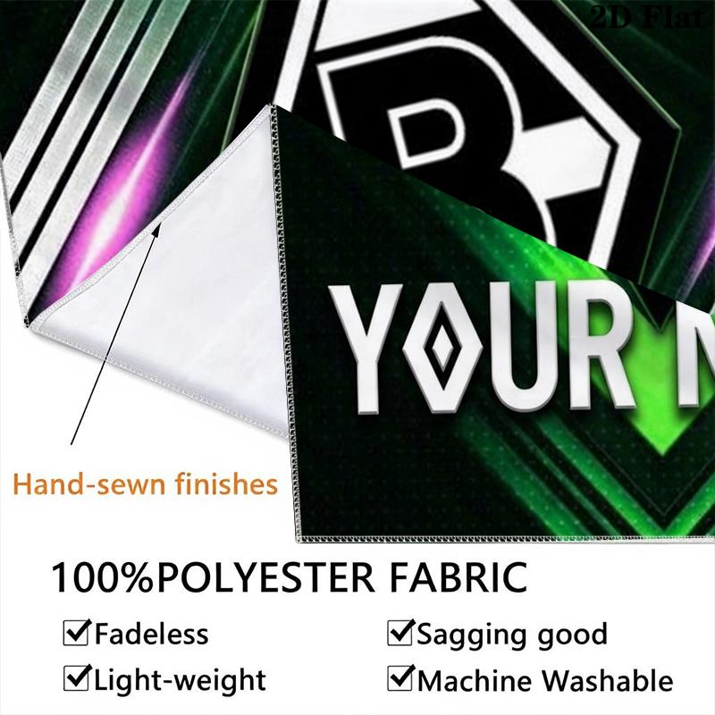 Custom Name Borussia Mönchengladbach Wall Tapestry Aesthetic Wall Hanging Printed Fabric Blanket Decorative Tapestries for Bedroom Living Room Home De
