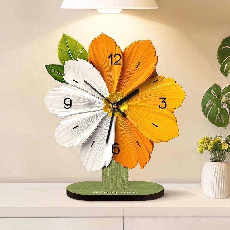 Sunflower Clock Ornament, New High-end Style for Living Room, Sideboard, Table Painting, Bedroom Table Clock