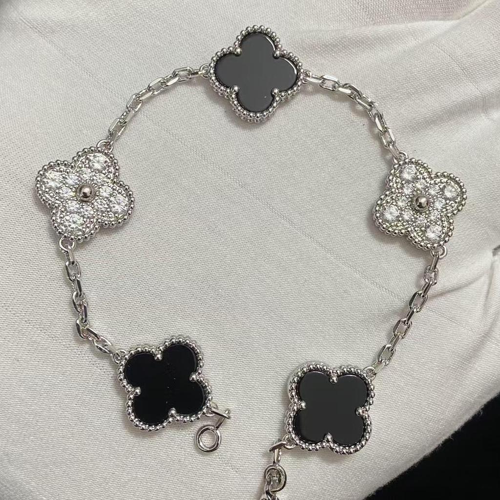 Nuova Versione Bracciale Quadrifoglio Cinque Fiori Agata Rossa Naturale Madreperla Bianca Bracciale da Donna Bracciale Laser