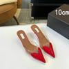 Fashion 2025 Fairy Style Summer Sexy And Versatile Transparent Half-Slipper Women'S Pointed-Toe Thin-Heeled High-Heeled Sandals Slipper