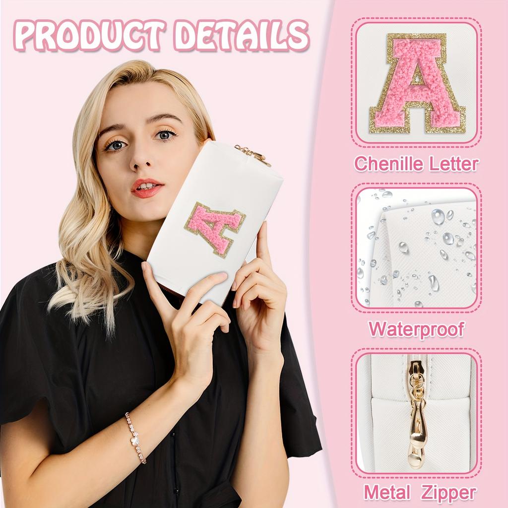 1/2PC Letter Embroidered Makeup Bags Octagonal Toiletry Bag Portable Zipper Travel Organizer Women's Handbag Birthday Gifts
