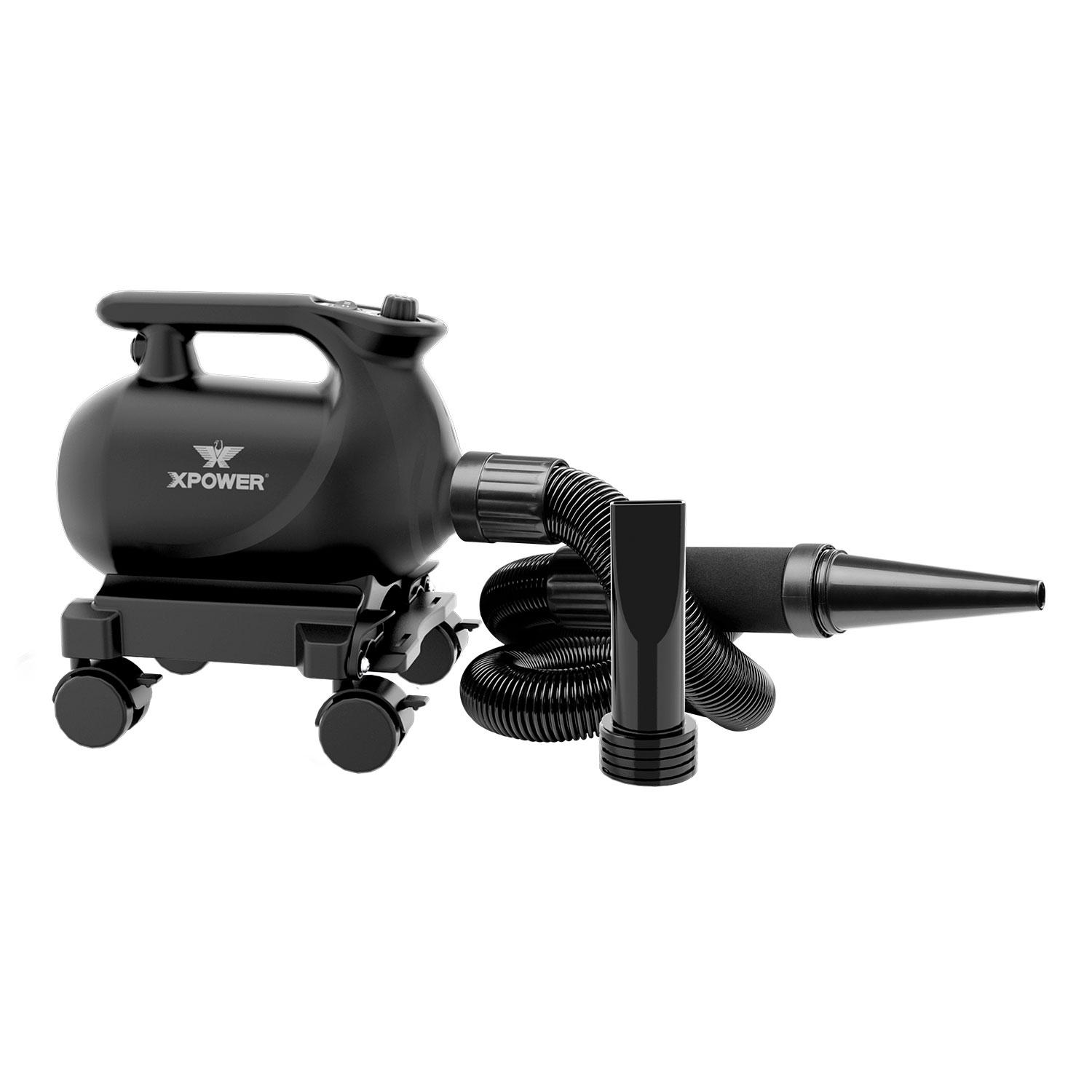 Asciugatore per Auto XPOWER Pulitore per Auto Pompa d'Aria Soffiatore Asciugatore Professionale per Auto con Base Mobile con Ruote A-12 nero