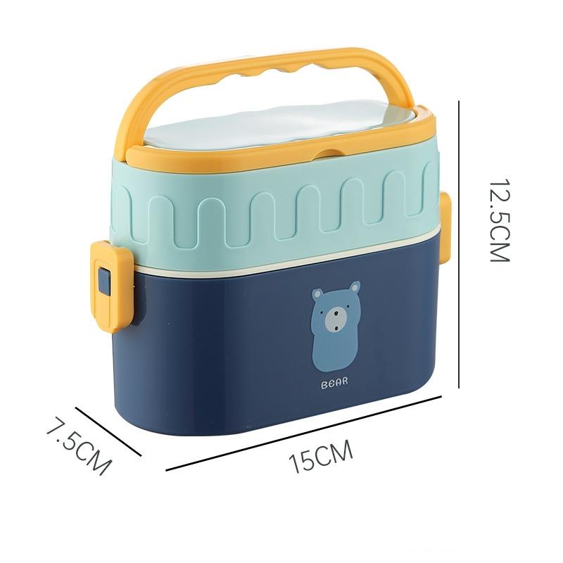 

Двухслойный ланч-бокс с ложкой, милые мультяшные коробки для бенто для детей, коробка для еды в микроволновой печи, портативный контейнер для еды на открытом воздухе, для кемпинга 950ml&2