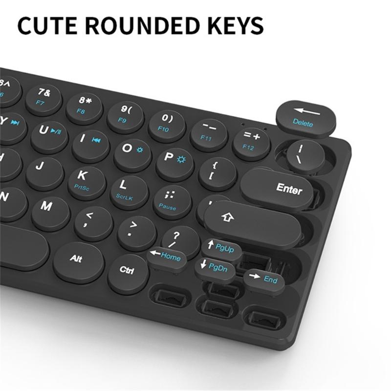 Silents Clicks Wireless Keyboards Mouse Set Round Retro Keycaps 2.4G Connectivitys Portable For Desktop Office Travel Use