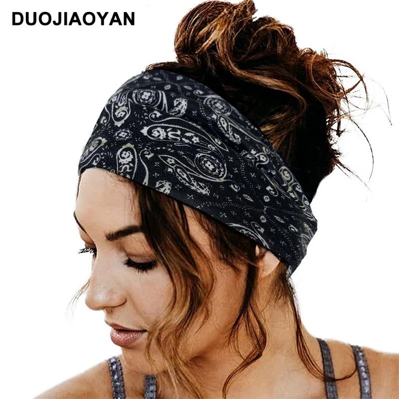 Paisley Knot Elastic Yoga Headband – European & American Style