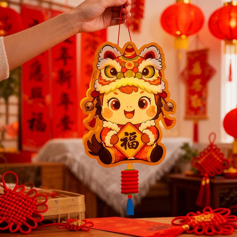 Chinese Lantern Horse Year Decoration DIY Handmade Chinese Paper Lanterns Party Gifts for Kids Spring Festival Hanging Ornament