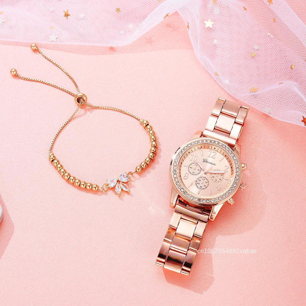 Elegant Ladies Quartz Watch Rose Gold Stainless Steel Band Women Wristwatch Relógio Luxury Diamonds Rhinestone Watch Women