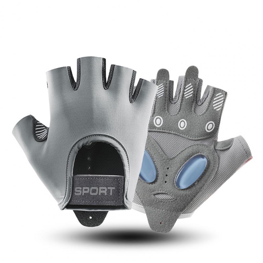 1 Pair Sport Gloves Half-finger Shock-Absorbing Anti-Slip Izable Fit Fasten Tape Gloves Unisex Breathable Workout Gloves