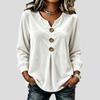 Women's Elegant V-Neck Velvet Blouse Buttoned Solid Color Long-Sleeve Soft Velvet T-Shirt Top
