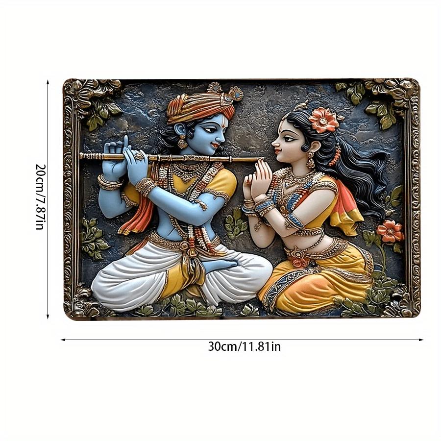 

2d Плоский 30*20см, Дерев яний Чарівний Вінтажний Стиль Настінне Мистецтво, Дизайн Крішни та Ради, для Дому, Кухні, Саду, Спальні, Декору Бару 30*20cm