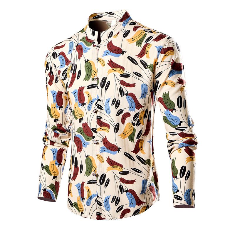 Autumn and Winter New Product Button-up Stand-up Collar Trendy Long-sleeved Shirt Shirt Men's Cardigan