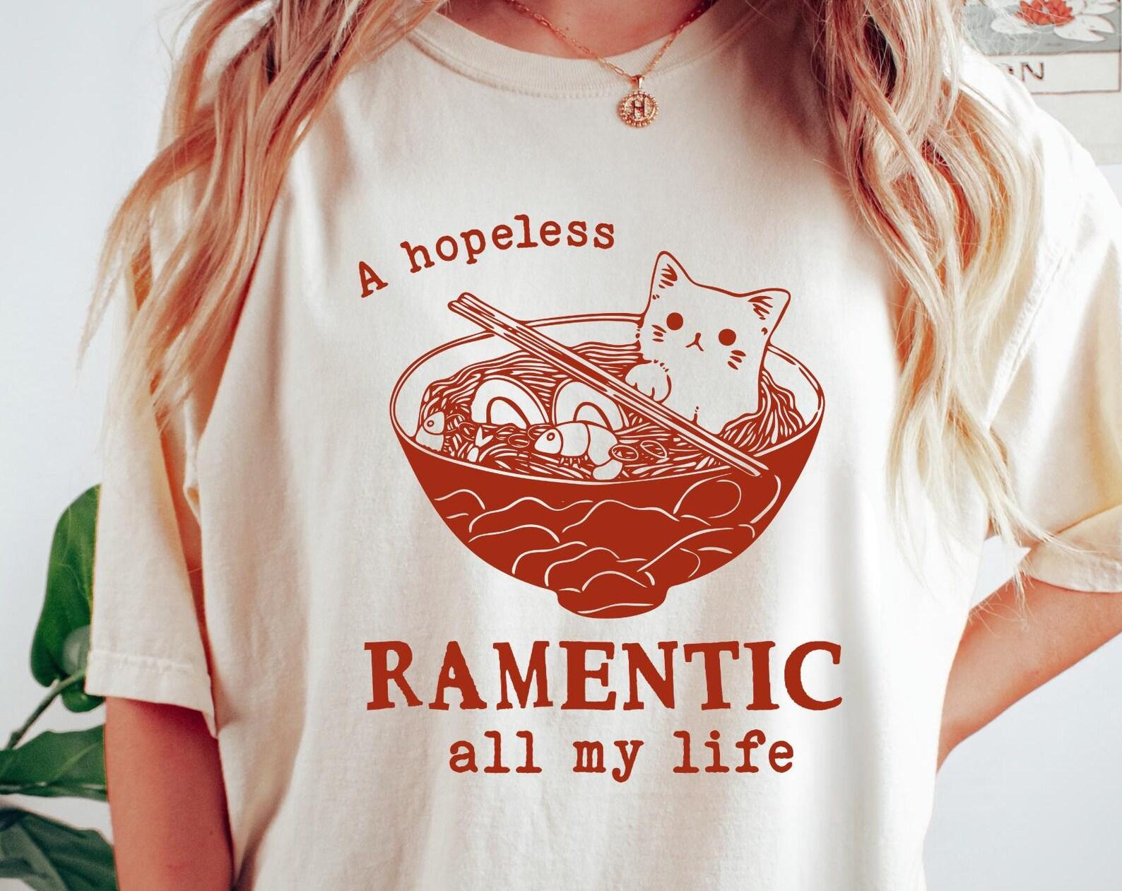 Hopeless Ramentic Comfort Colors® T-Shirt, Funny CaT-Shirt, Funny Vintage Retro Cat T-Shirt, Graphic Tee, Hopeless Romantic, Cat Lover Gift 4XL