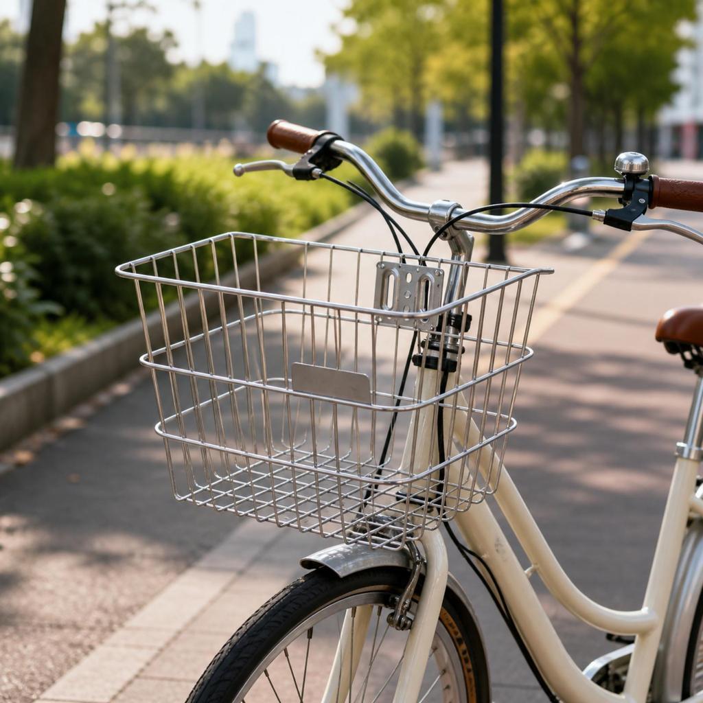 Stainless Steel Front Cycle Basket Weather-Resistant for Grocery Runs
