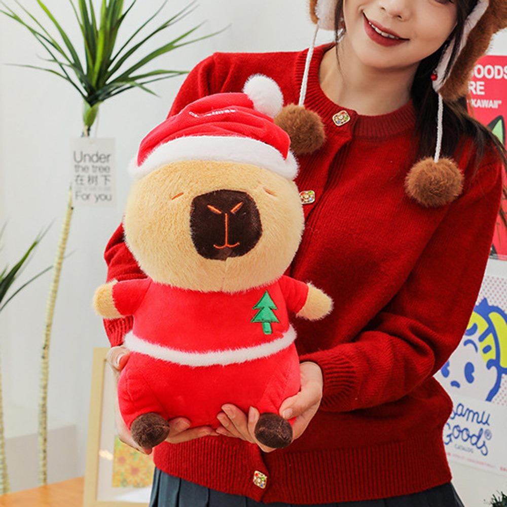 Elk Capybara Plush Toy Santa Claus Capybara Fluffty Doll Capybara Plush Doll  Home Decor