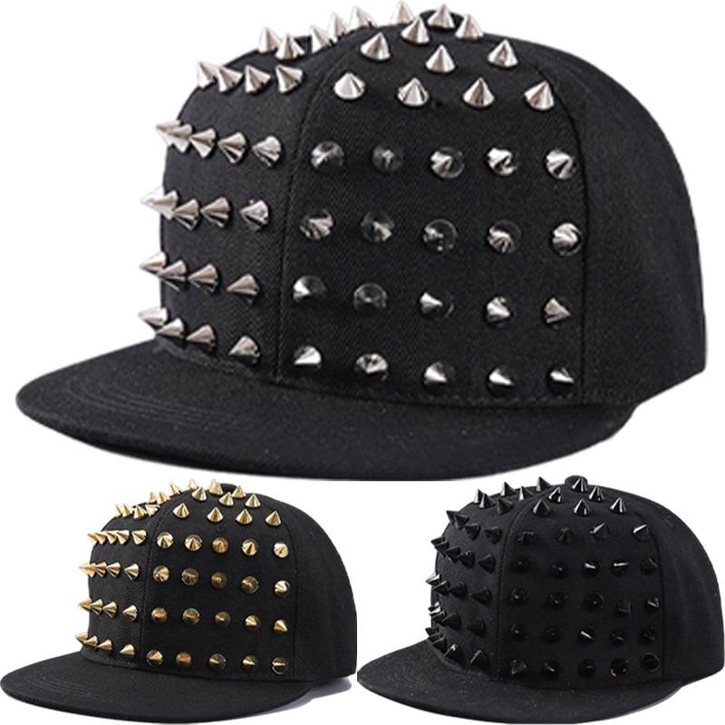 New Vintage Hip Hop Y2K Baseball Cap Sliver Rivet Duck Tongue Driver Caps Punk Ghotic Street Dance Flat Edge Skull Baseball Caps