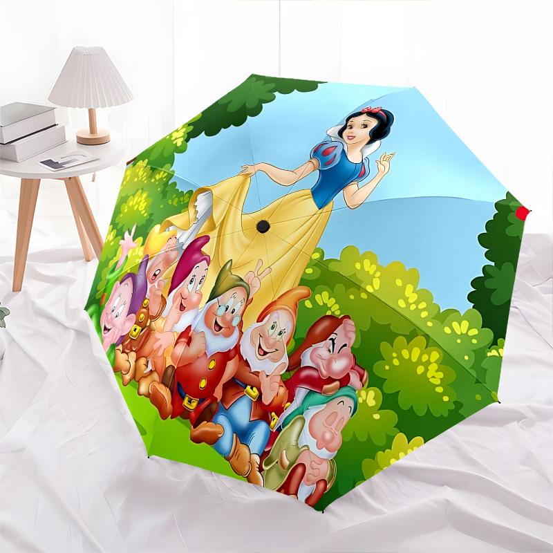 Snow White, Seven Dwarfs Themed Automatic Opening and Closing Umbrella, Brightly Colored 8-rib Portable Umbrella, Suitable for Men and Women