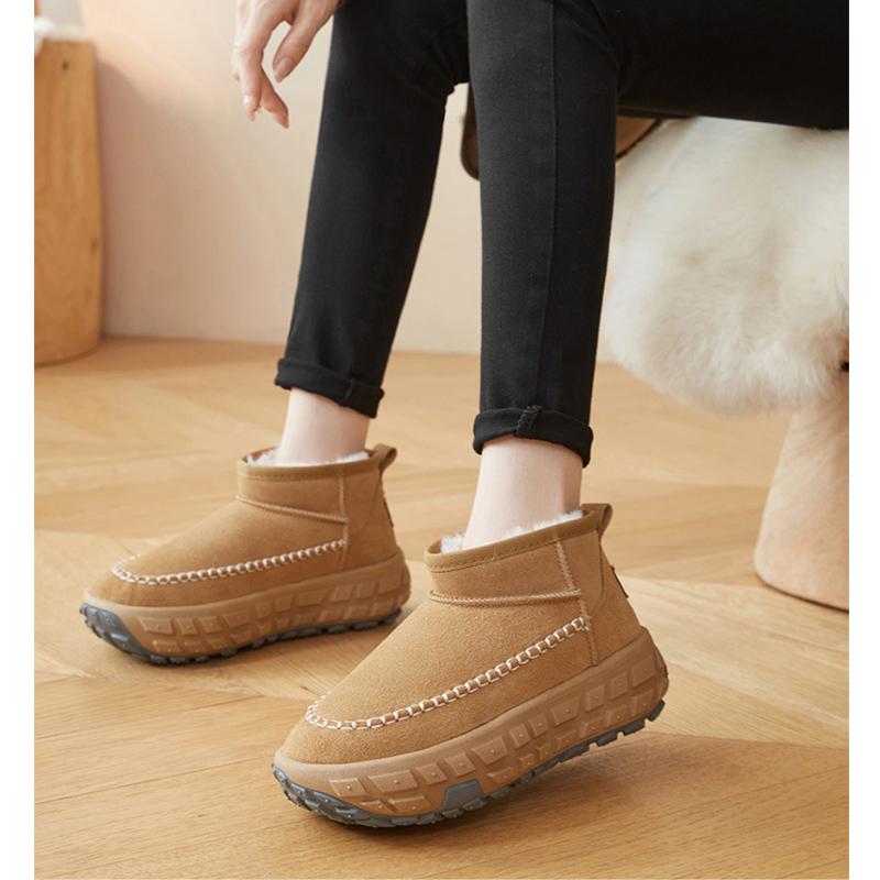 Snow Boots Women Winter Shoes Warm Plush Flat Platform Thick Sole 6cm Laides Ankle Boots Non-slip Cotton Shoes