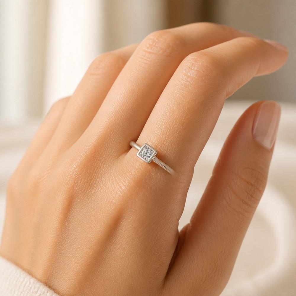 Mosan Moissanite 925 Silver Luxury Gemstone Ring 30 Points Total Weight 1.3g Champagne Jinmei Code Closed 5-6-7-8-9 MS-JZ032