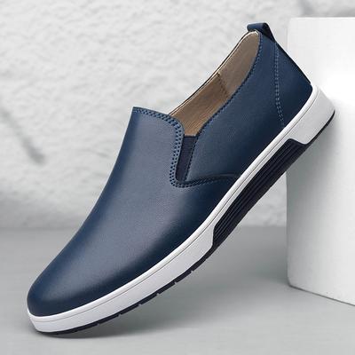 Fashion Man Original Lightweight Vulcanize Shoes Men Genuine Leather Sneakers Simple Men Slip On Loafers Hot Sale Fashion Casual Shoes