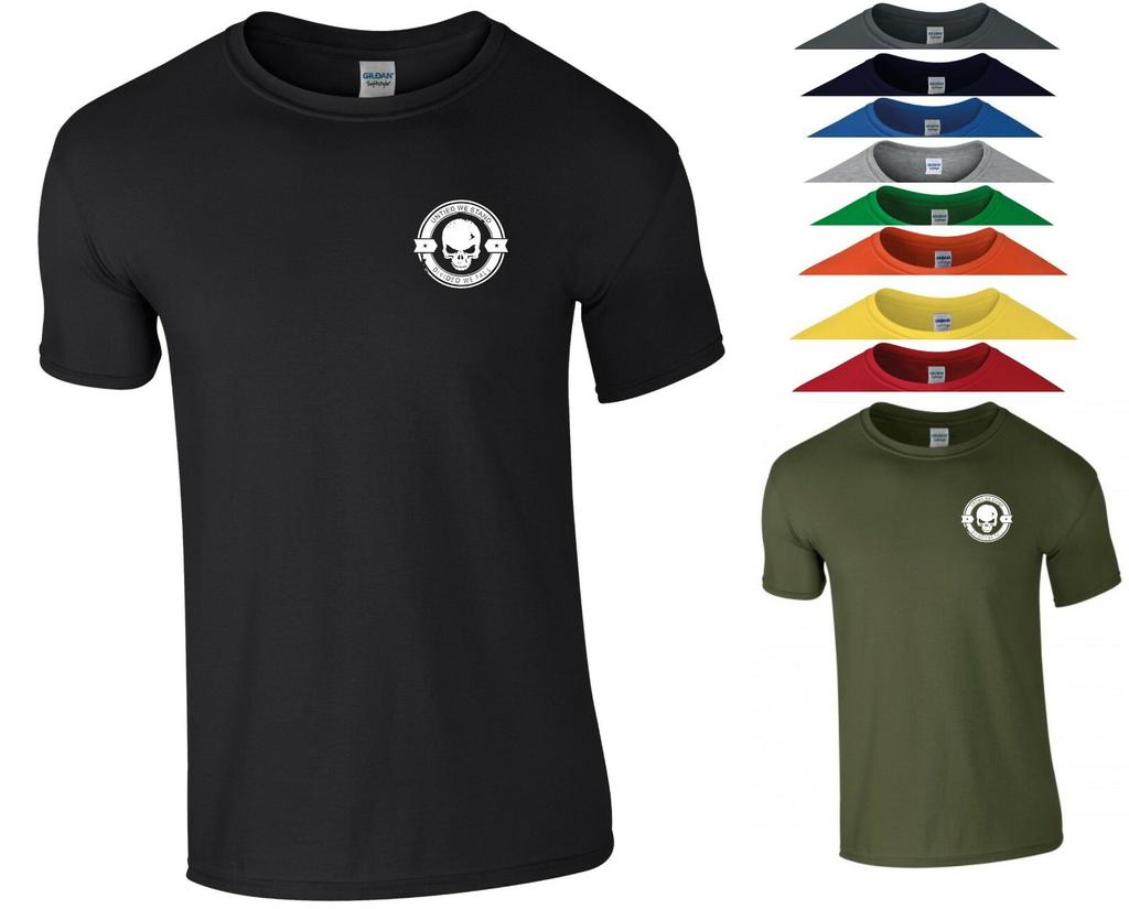 United We Stand T Shirt Pocket Divided We Fall Skull Gym Exercise Unisex Tee Top