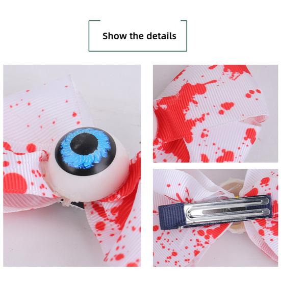 Halloween Blood Bow Clips for Women Girls Horror Eyeball Bowknot Hairpin for Halloween Theme Party Hair Accessories