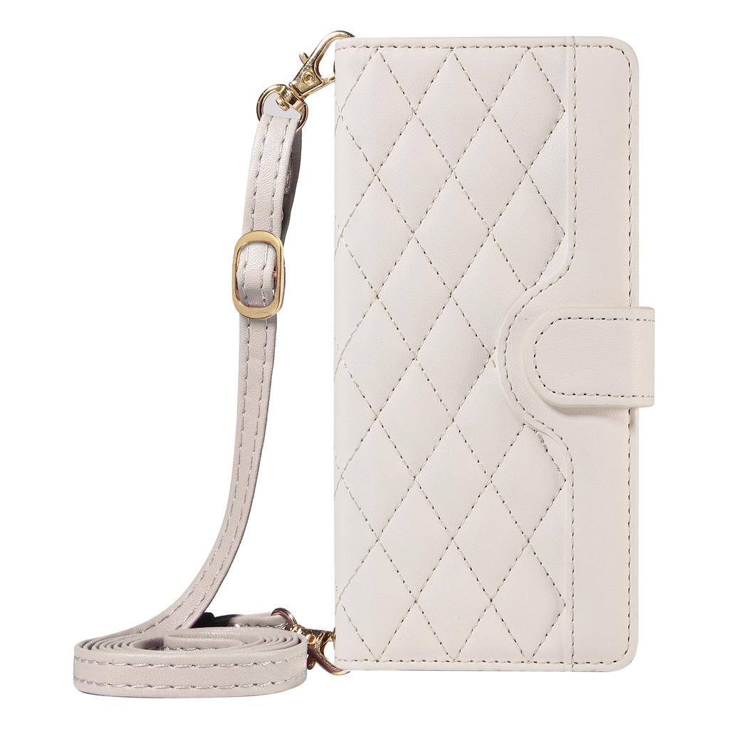 For Motorola Moto G84 5G Case Wallet Rhombus Leather Phone Cover with Shoulder Strap,Wrist Strap