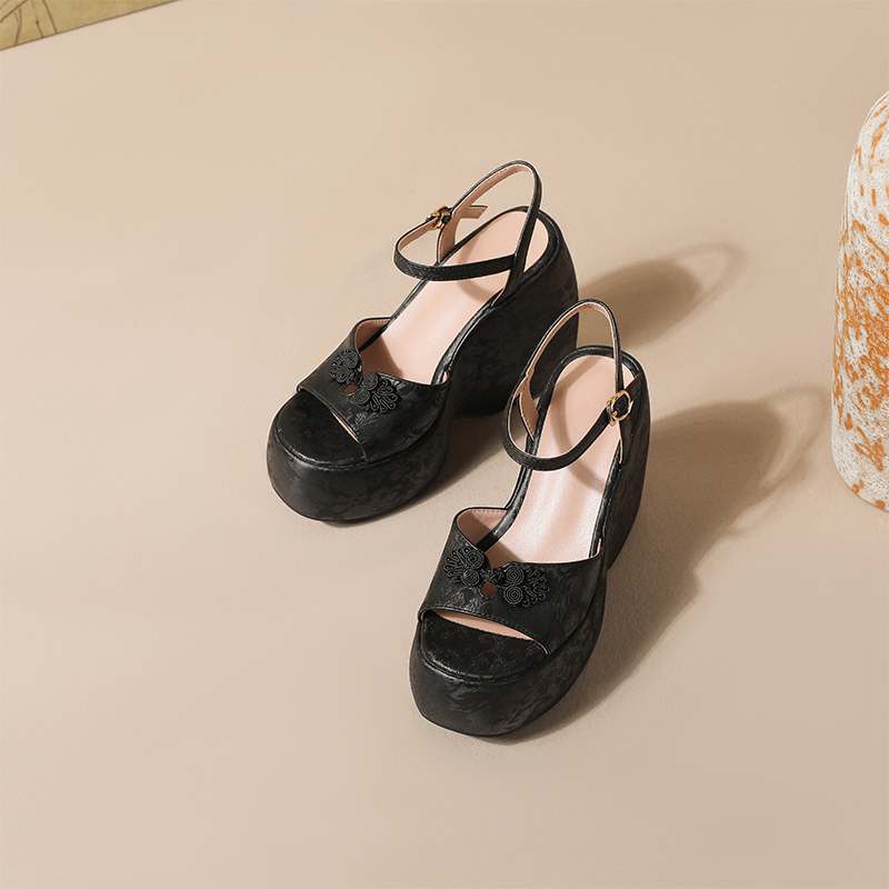 

Krazing Pot Polyurethane Spring Autumn Size 43 Women Platform Super High Heels Women Round Toe Flowers Design Pumps 35 чёрный